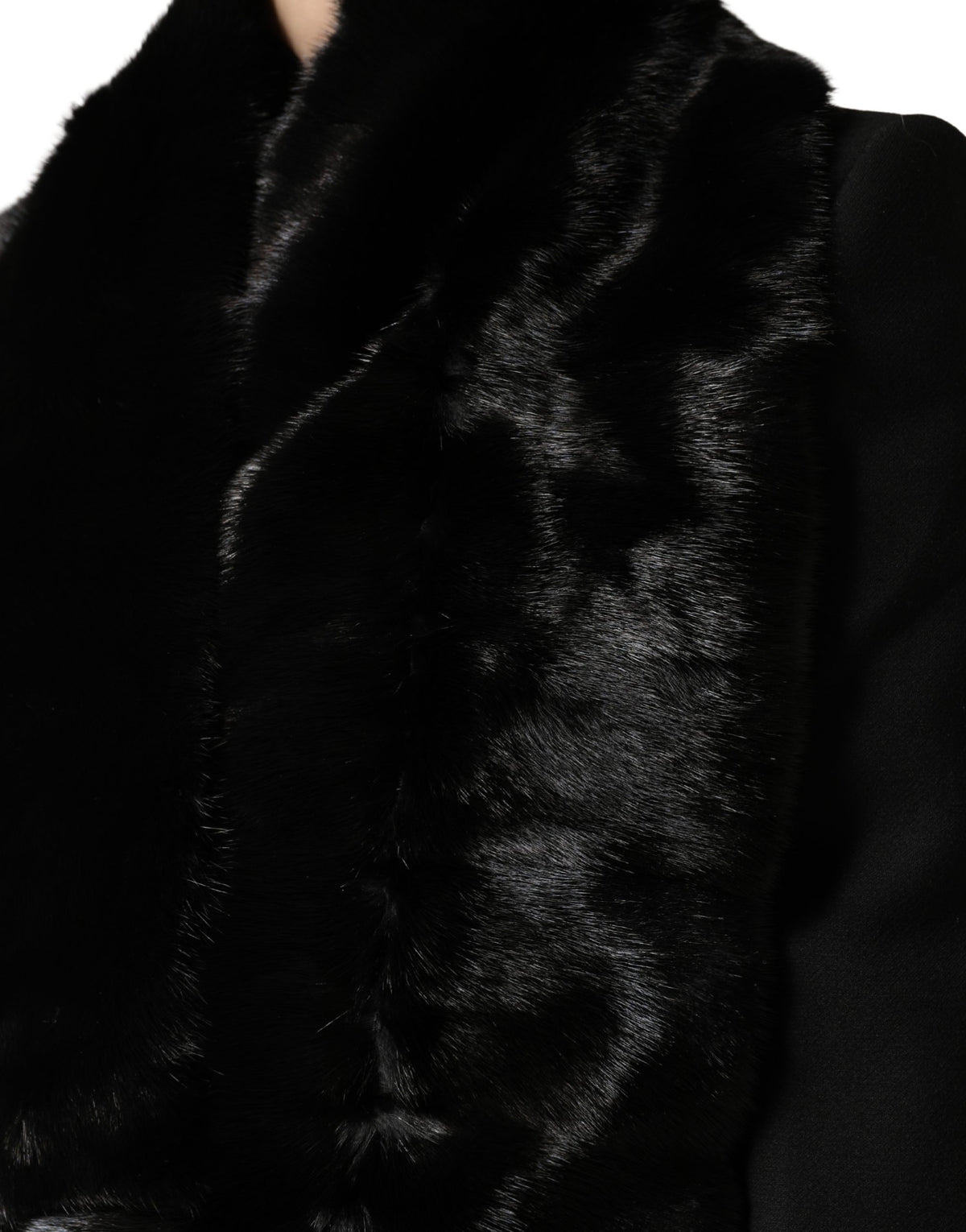 Black Fur Shawl Neck Wrap Cover Collar Scarf