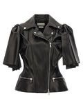 Black Lamb Leather Sleeveless Jacket