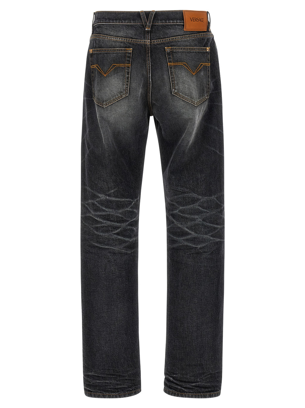 Black Cotton Straight-Leg Jeans