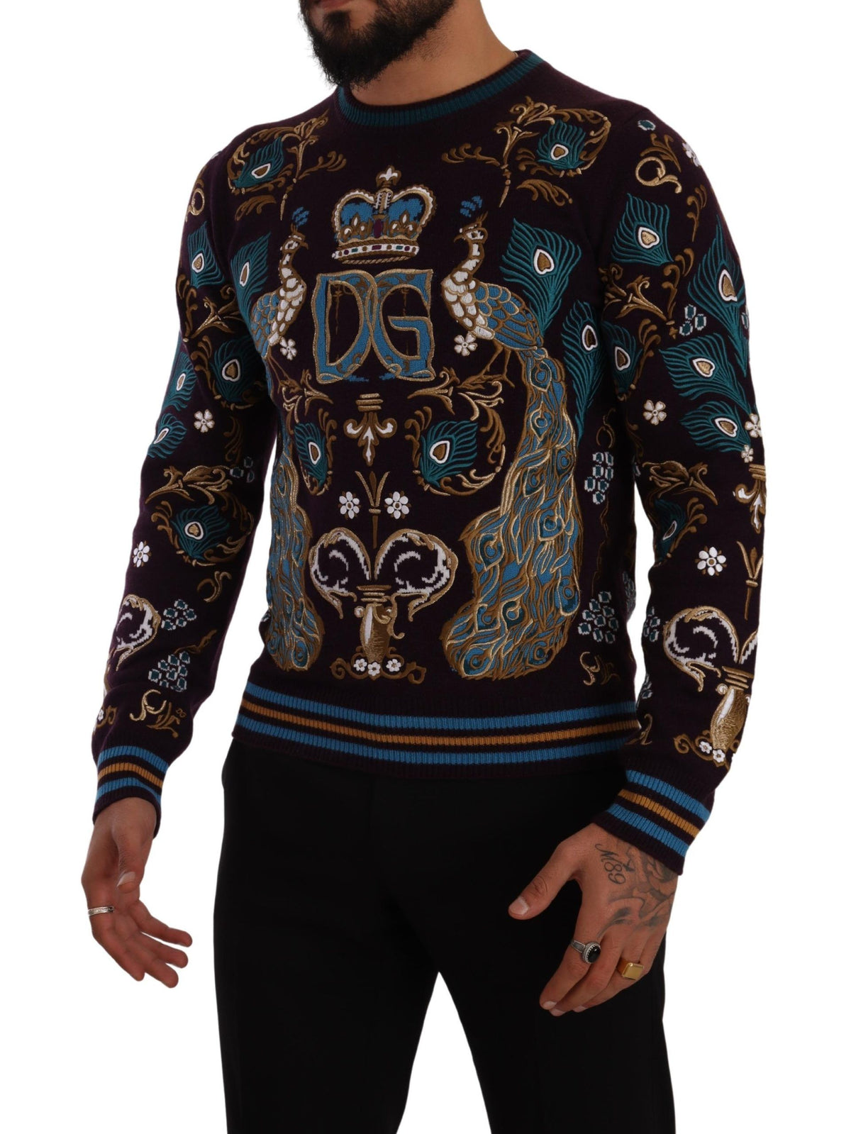 Bordeaux Cashmere DG Crown Embroidered Sweater
