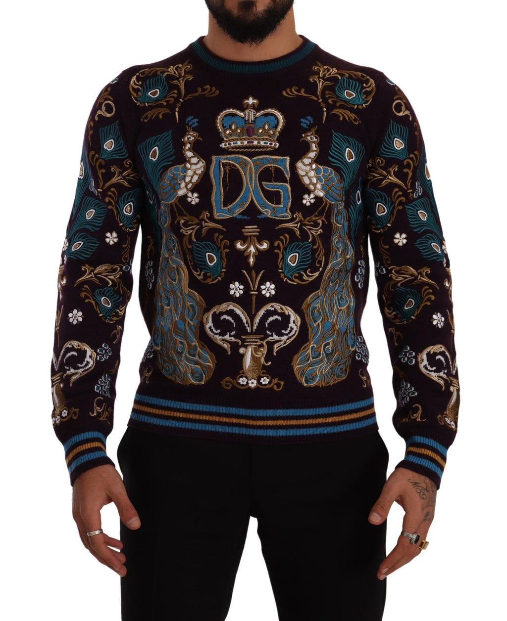 Bordeaux Cashmere DG Crown Embroidered Sweater
