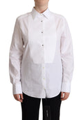 White Cotton Dress Collared Long Sleeves Shirt Top