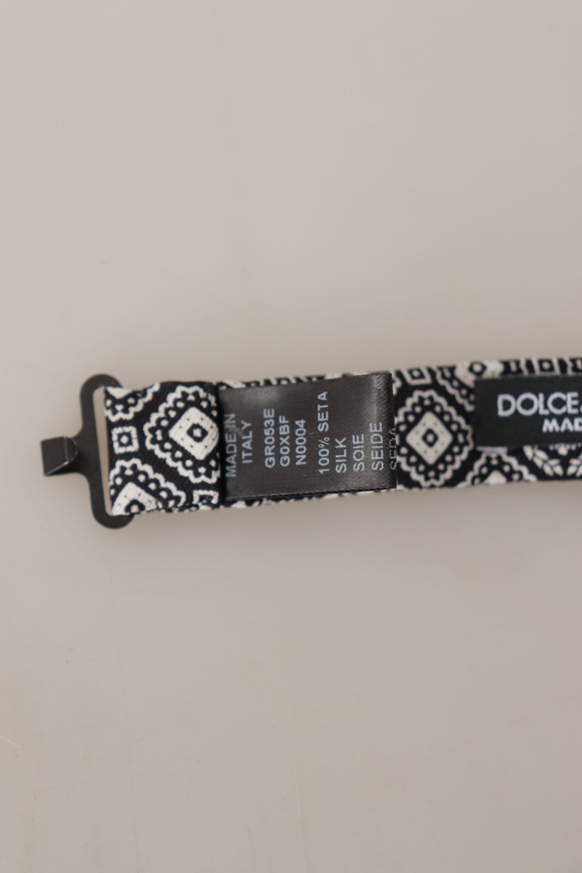 Black white 100% Silk Adjustable Neck Papillon Tie