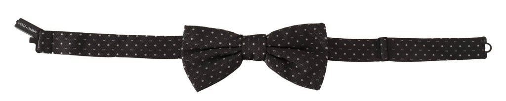 Dark Gray Polka Dot 100% Silk Neck Papillon Tie