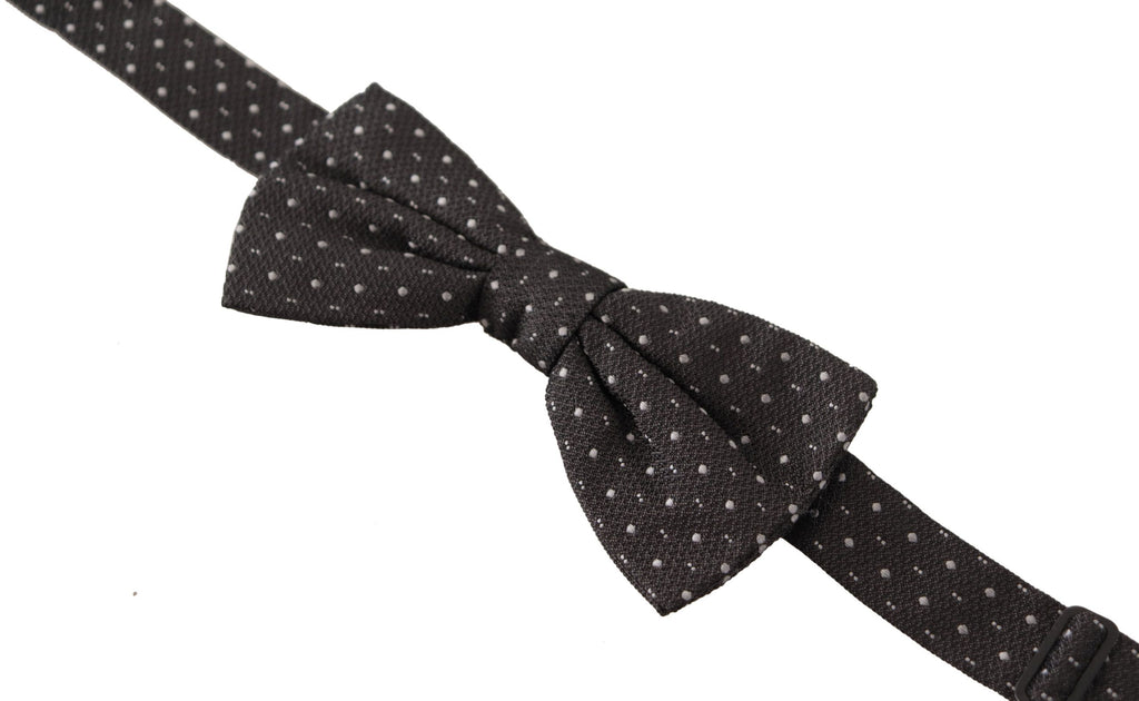 Dark Gray Polka Dot 100% Silk Neck Papillon Tie