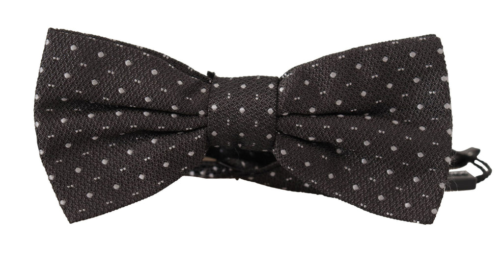 Dark Gray Polka Dot 100% Silk Neck Papillon Tie
