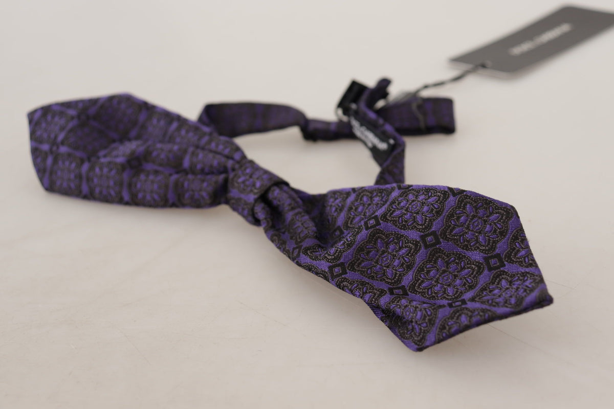 Blue Geometric Silk Adjustable Neck Papillon Tie
