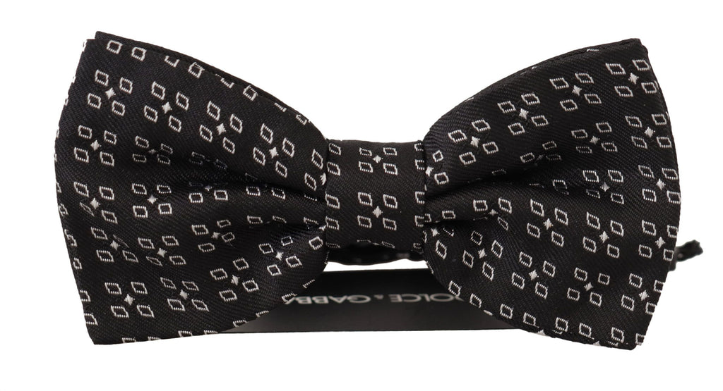 Dark Gray White Polka Dot 100% Silk Neck Papillon Tie