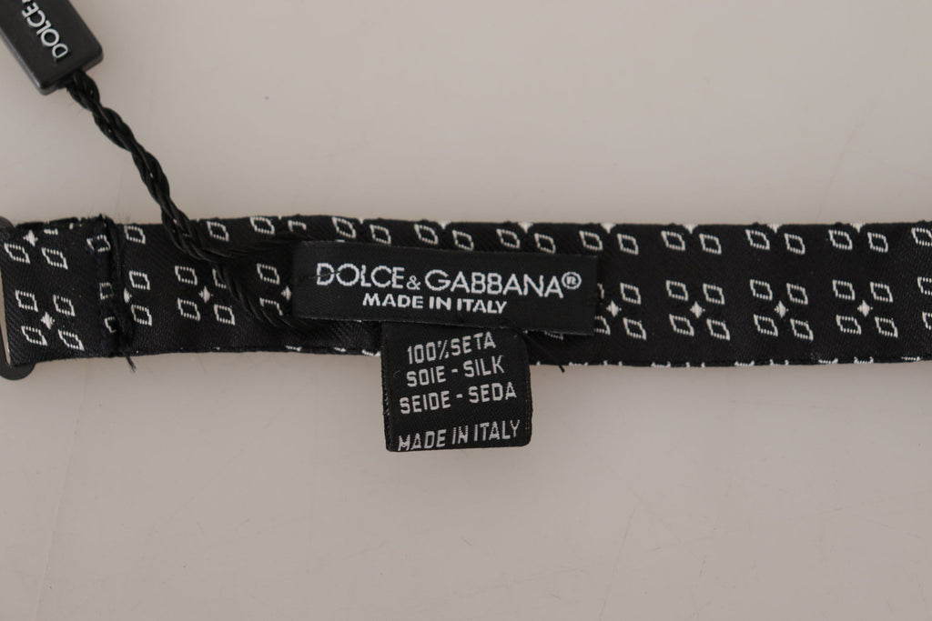 Dark Gray White Polka Dot 100% Silk Neck Papillon Tie
