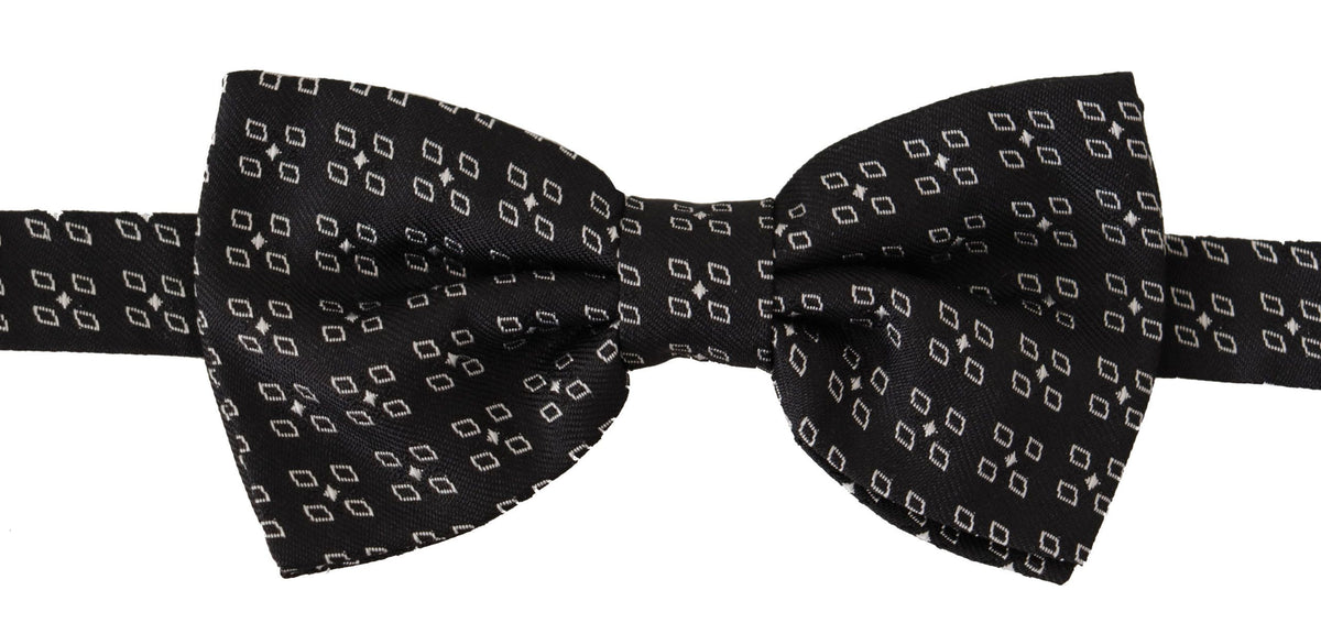 Dark Gray White Polka Dot 100% Silk Neck Papillon Tie