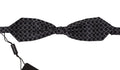 Dark Gray White Round 100% Silk Neck Papillon  Tie