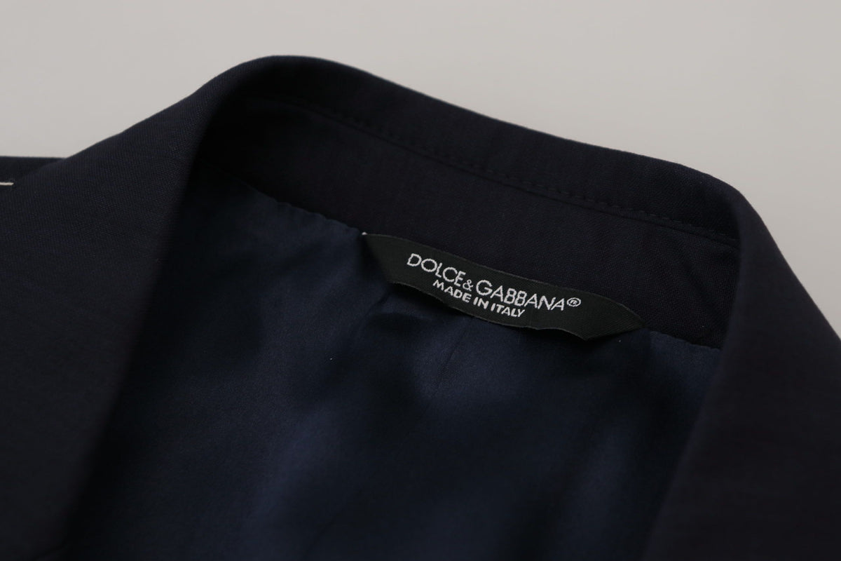 Blue Wool Single Breasted Coat Blazer