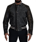 Dark Gray Houndstooth Polyester Bomber Jacket