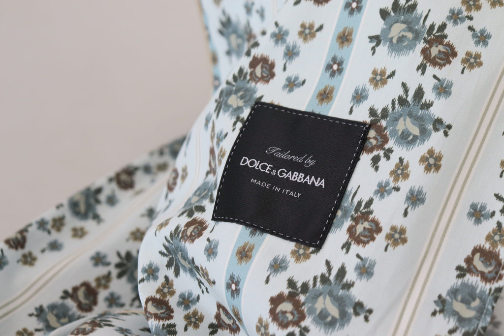 Blue Floral Cotton Robe Coat Jacket