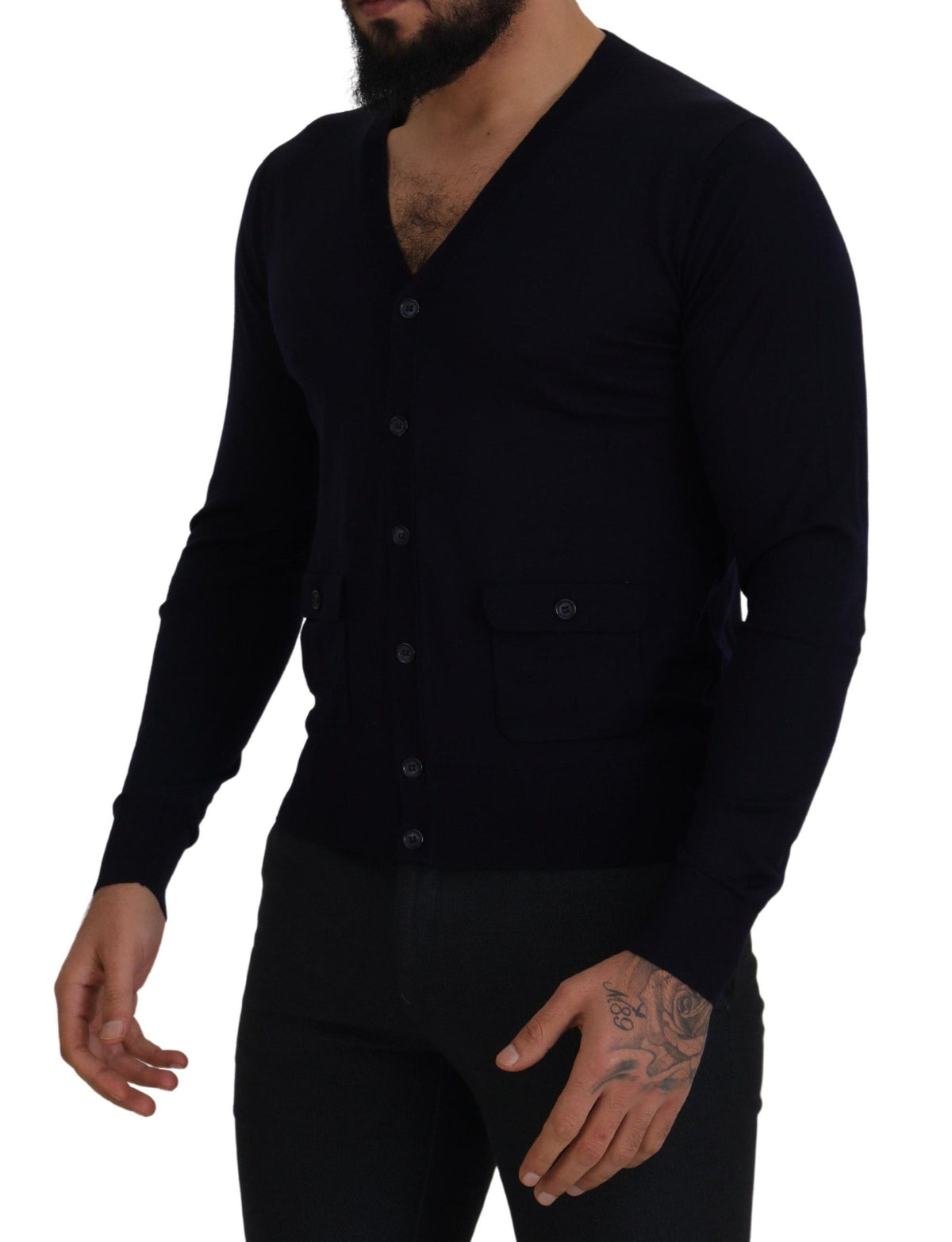 Blue Wool STAFF Down Cardigan Sweater