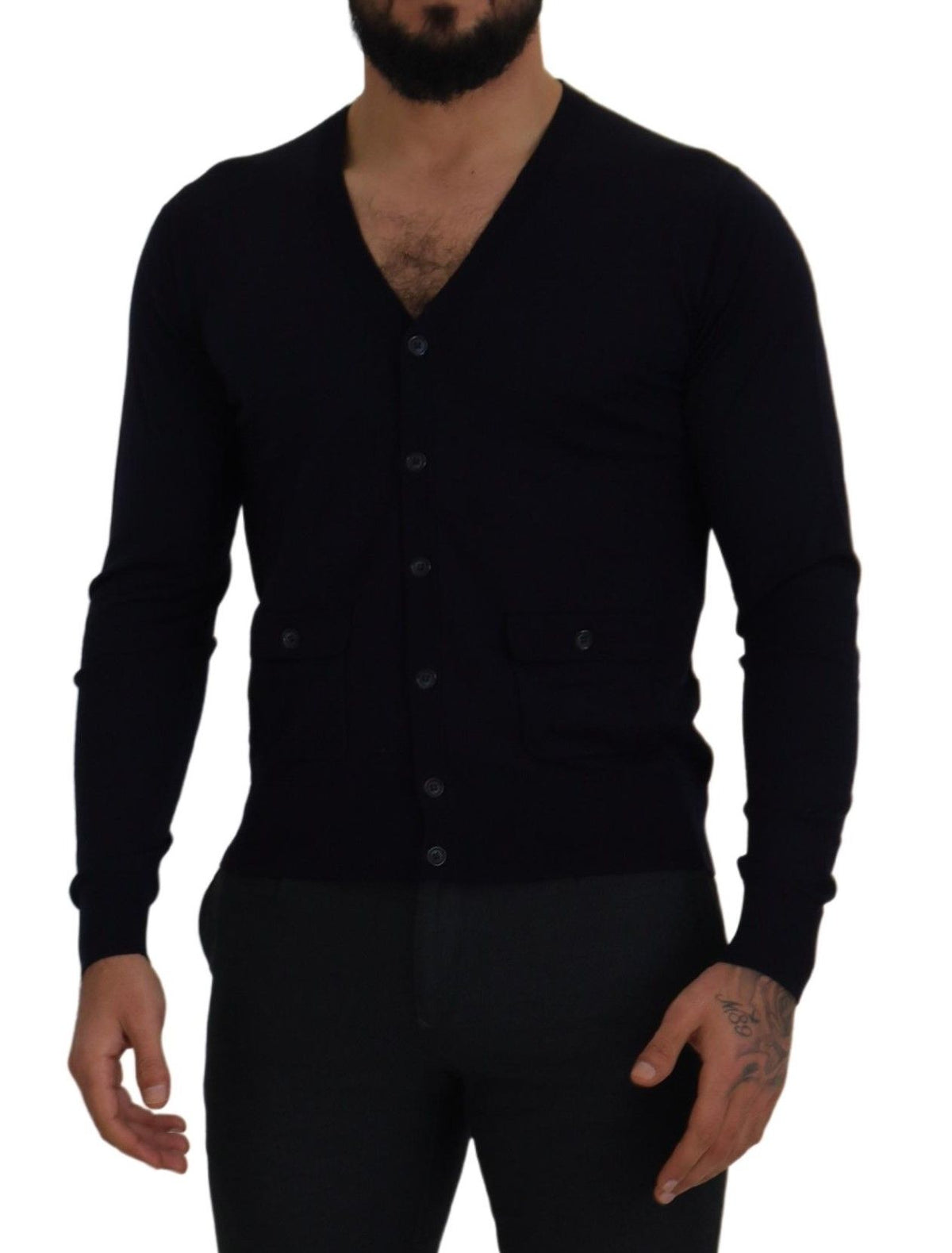Blue Wool STAFF Down Cardigan Sweater