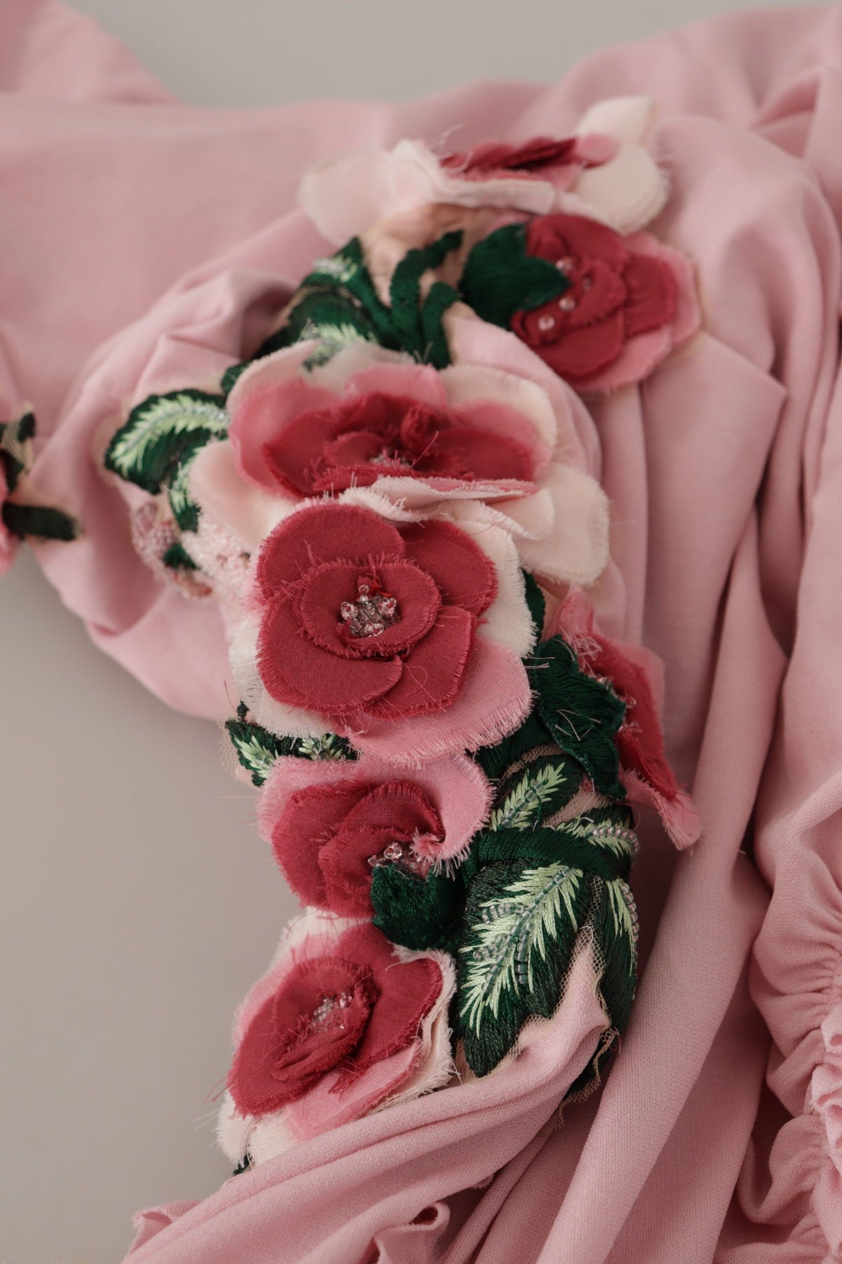 Pink Flower Embellished One Shoulder Dress