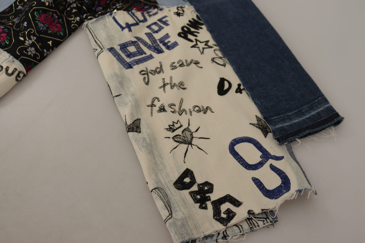 Multicolor Patchwork DG Fashion Wide Leg Denim Pant