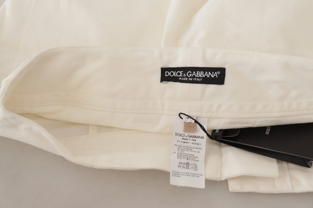 White High Waist Tapered Women Cotton Pants