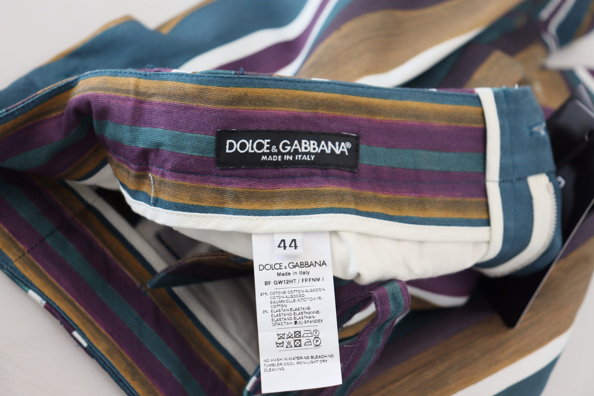Multicolor Striped Stretch Cotton Shorts