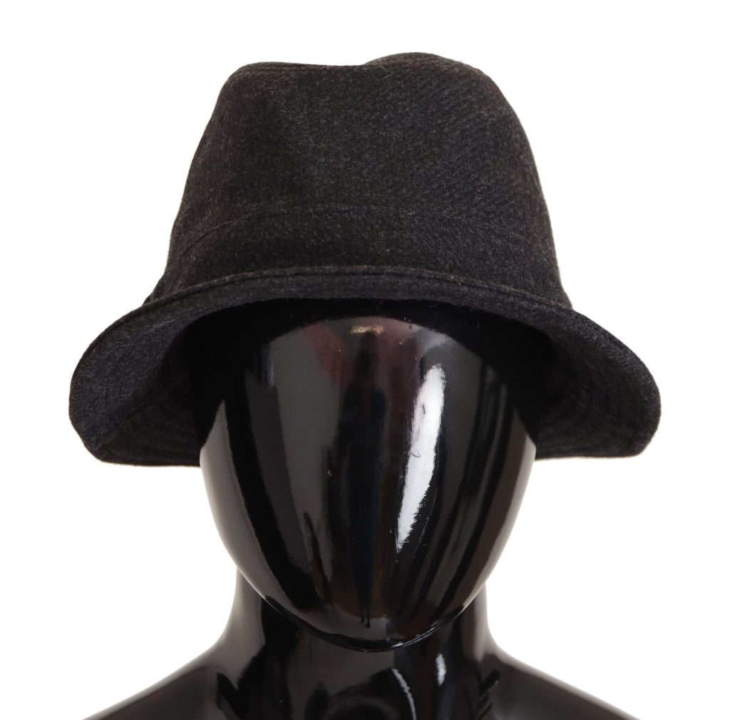 Gray Virgin Wool Logo Fedora Trilby Cappello Hat