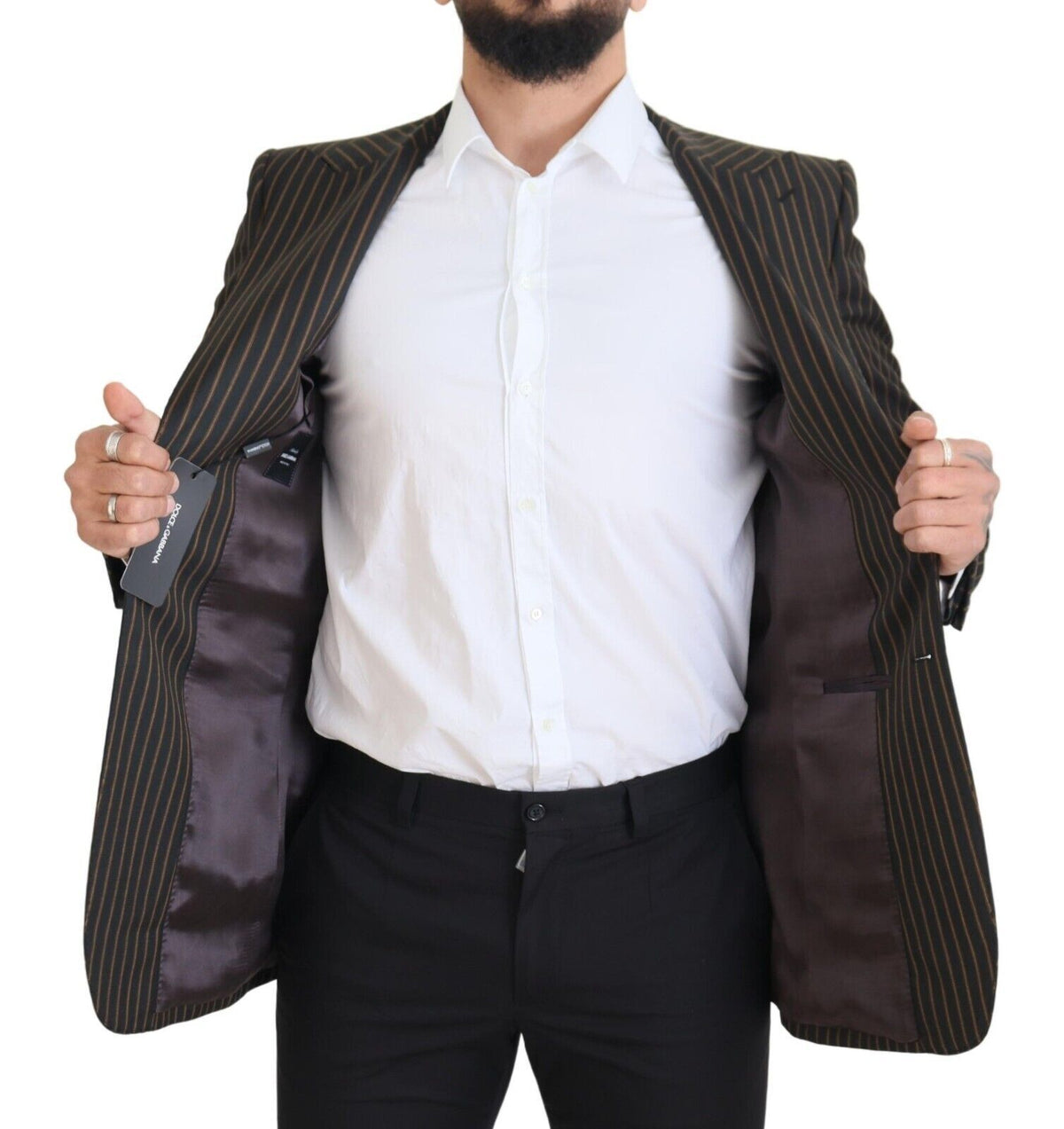 Dark Gray Stripes Single Breasted Blazer
