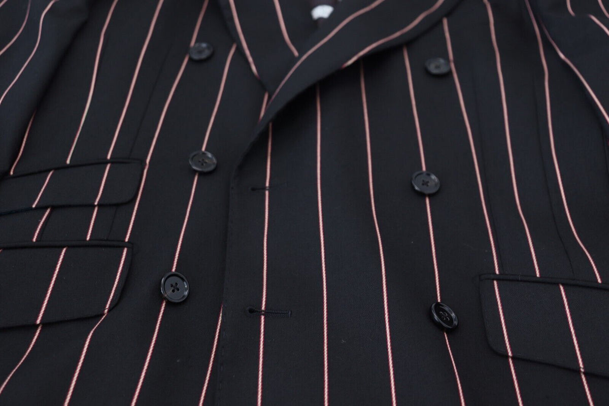 Dark Gray Stripes Viscose Double Breasted Blazer