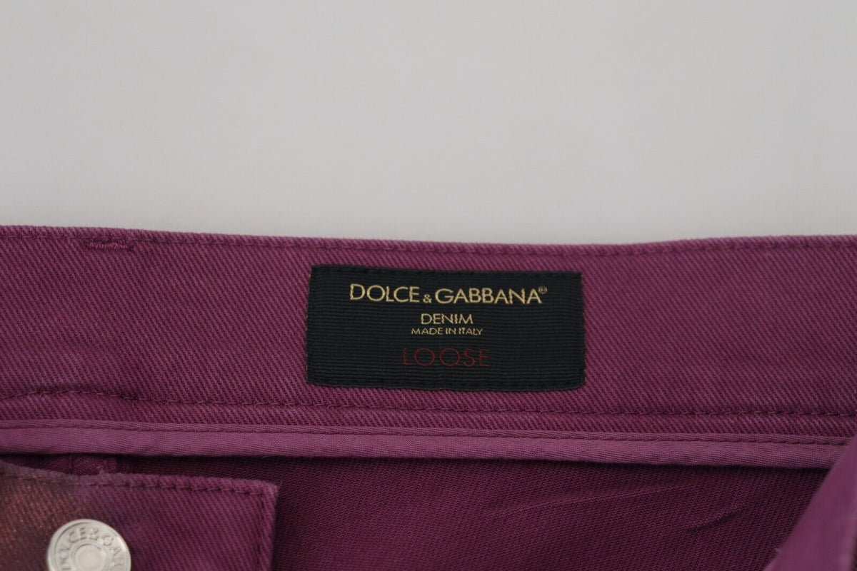 Magenta Cotton Men Casual Harness Denim Jeans