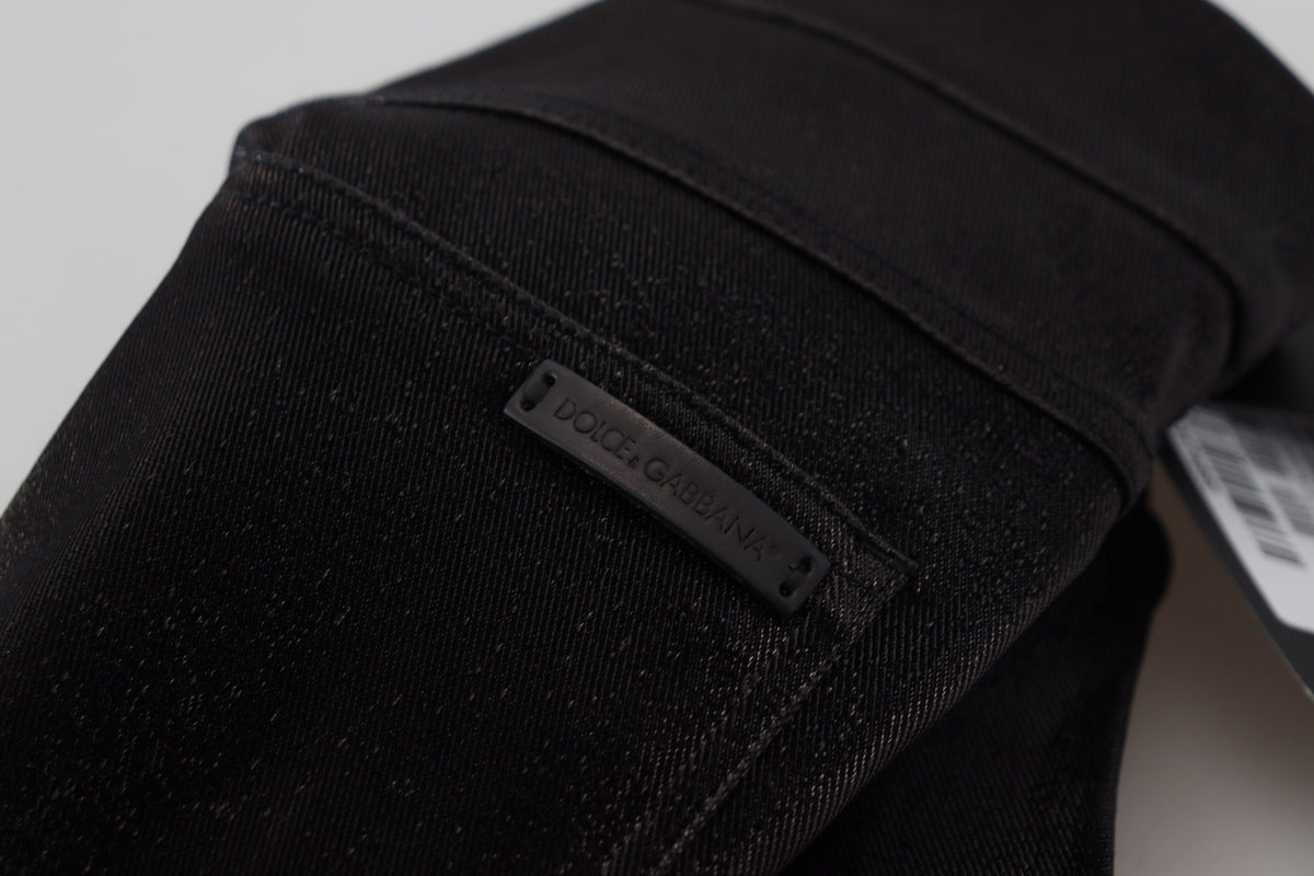 Black Washed Cotton Skinny Denim Jeans