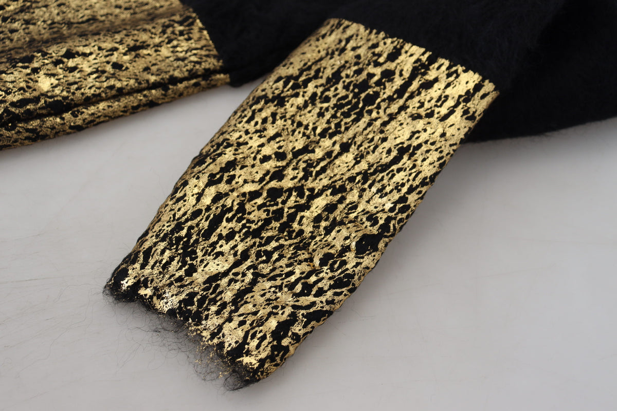 Black Gold Turtleneck Mohair Pullover Mens Sweater