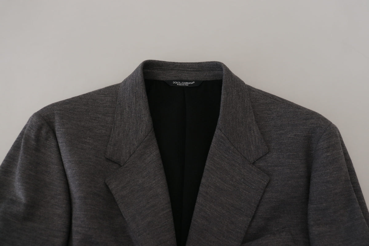 Gray Wool Stretch Slim Fit Jacket Blazer