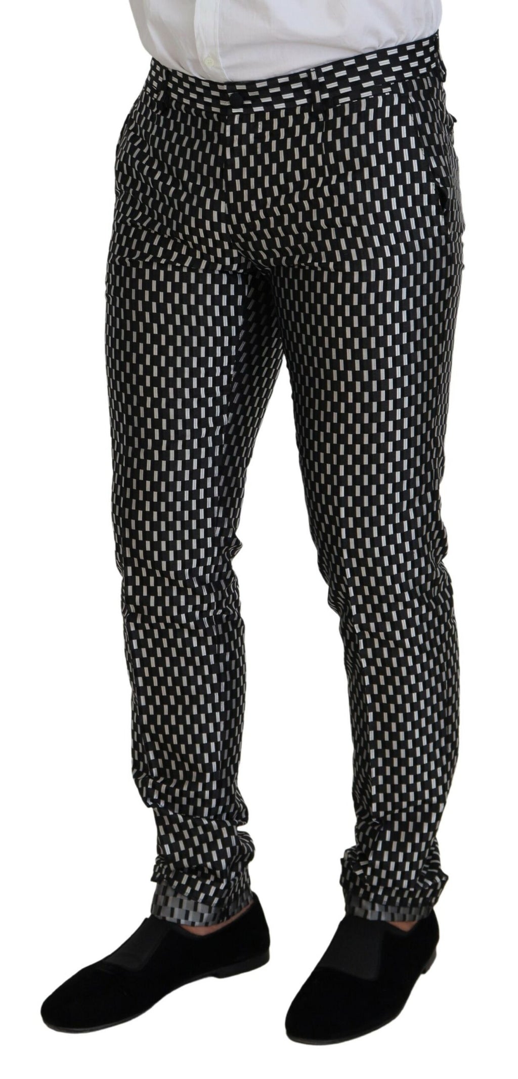 Dark Gray White Silk MARTINI Slim Fit Suit