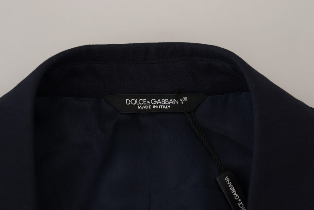 Blue Wool Slim Fit Formal Coat Blazer
