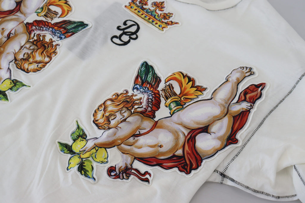 White Printed Short Sleeves Men T-shirt