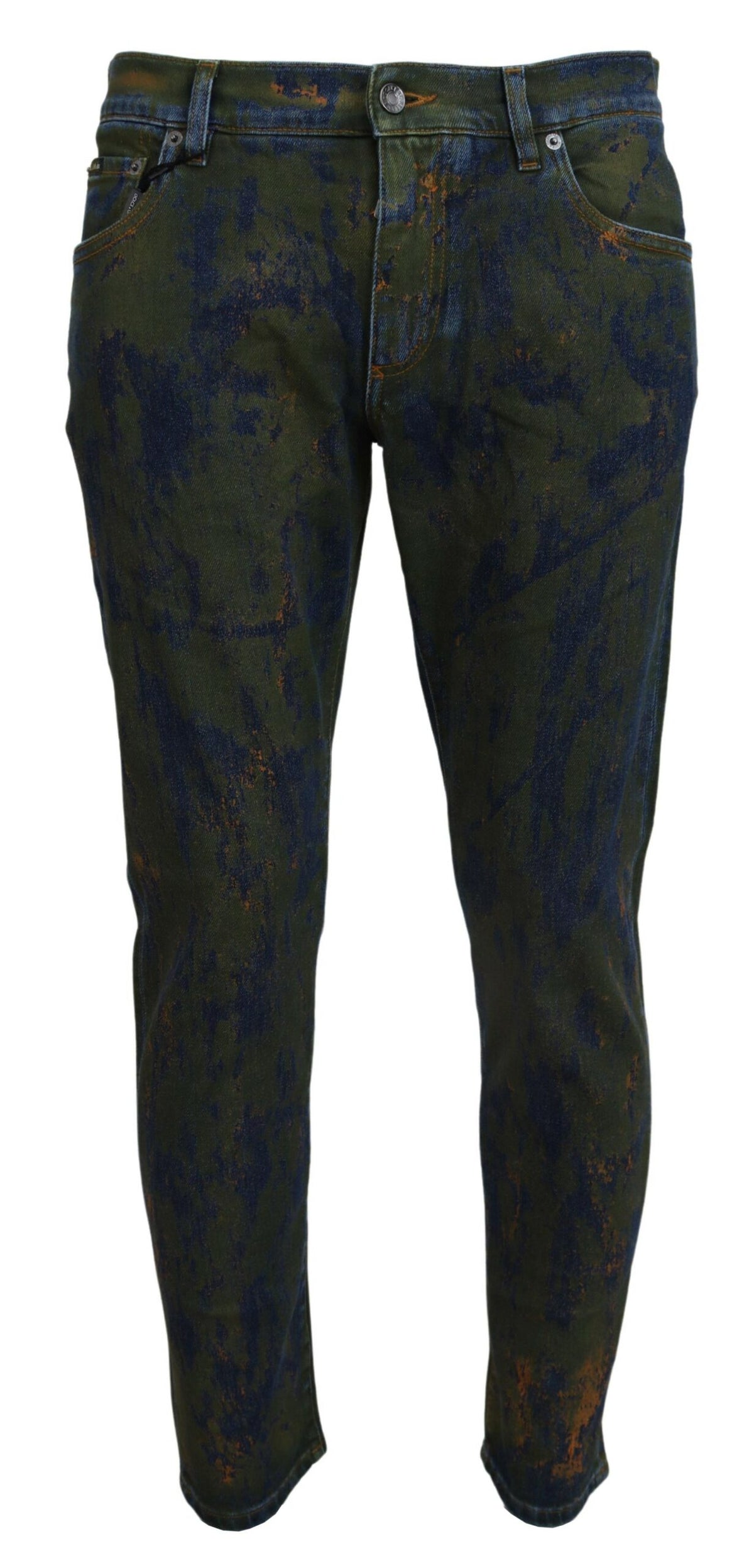 Blue Green Skinny Cotton Denim Jeans