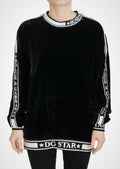 Black Velvet Crewneck Pullover Sweater