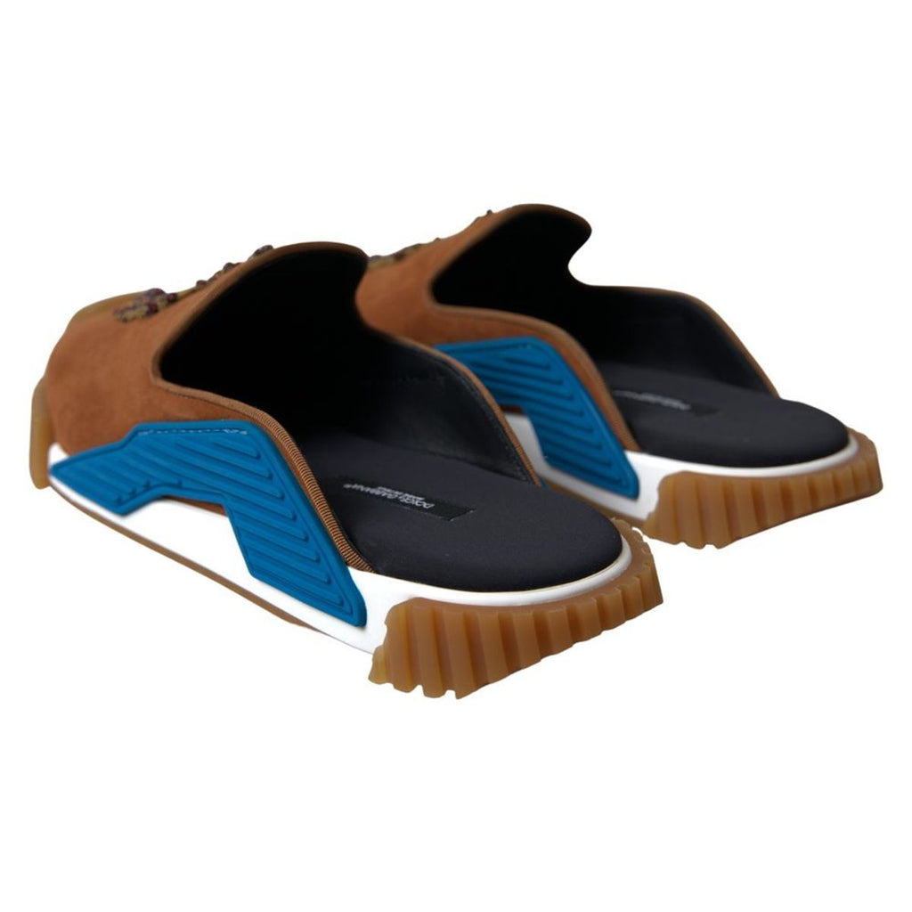 Brown Suede Crown Logo NS1 Slides Sandals