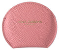 Pink Calfskin Leather Round Mirror Holder