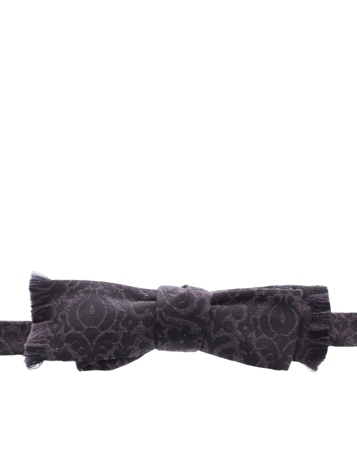 Dark Gray Wool Silk Brand Baroque Paisley Bow Tie Men