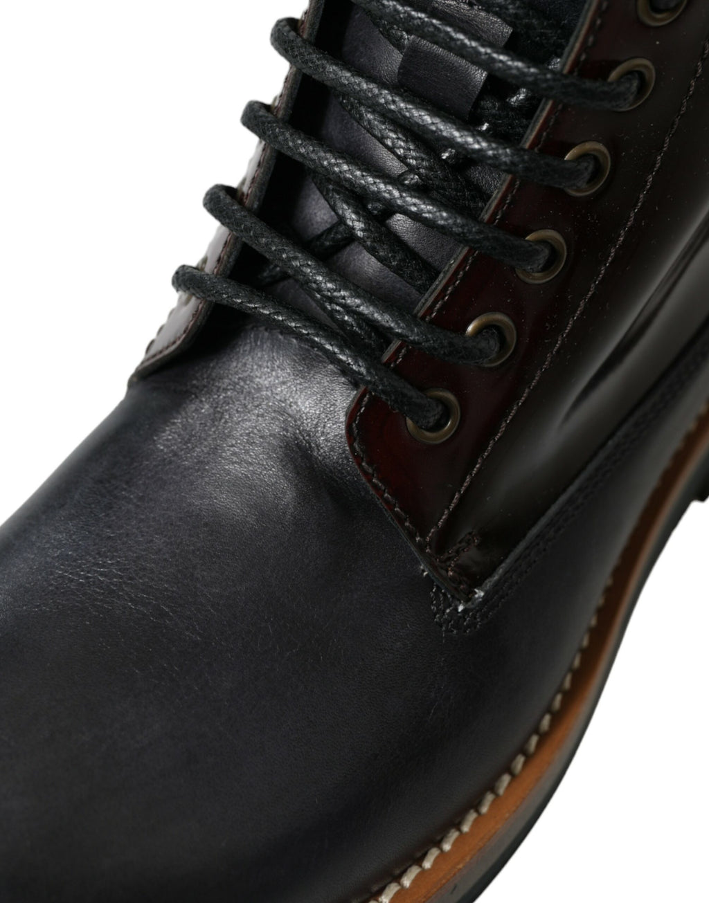 Black Leather Military Combat Boots Shoes