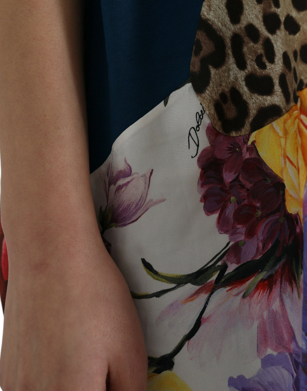 Multicolor Patchwork Cotton Silk Blouse Top