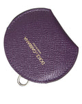 Purple Calfskin Leather Round Logo Hand Mirror Holder