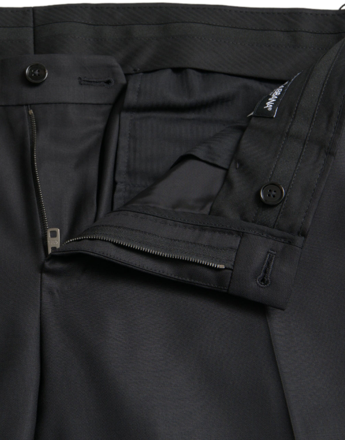 Black Wool Silk Skinny Dress Pants