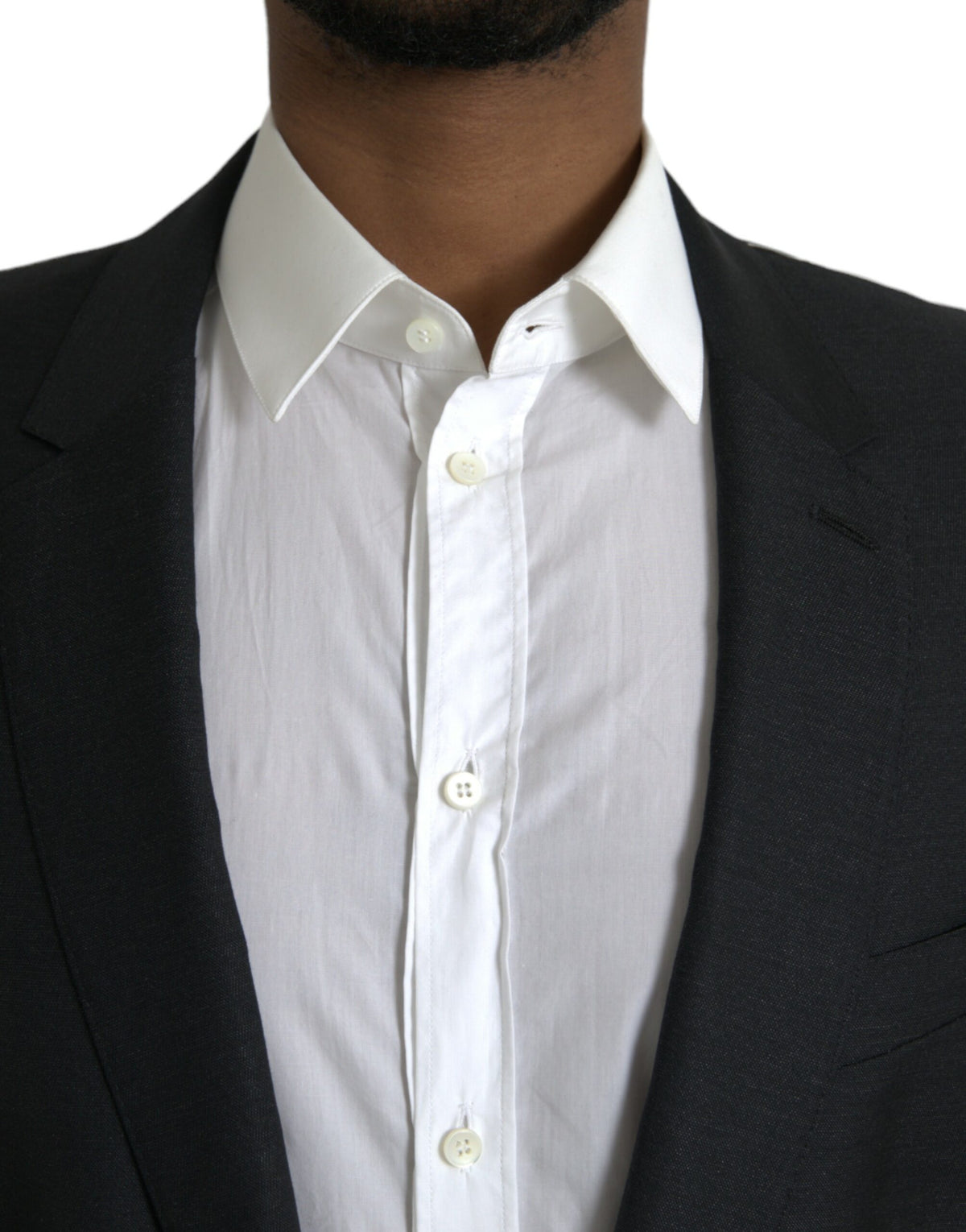 Dark Gray Wool Notch SingleBreasted Coat Blazer
