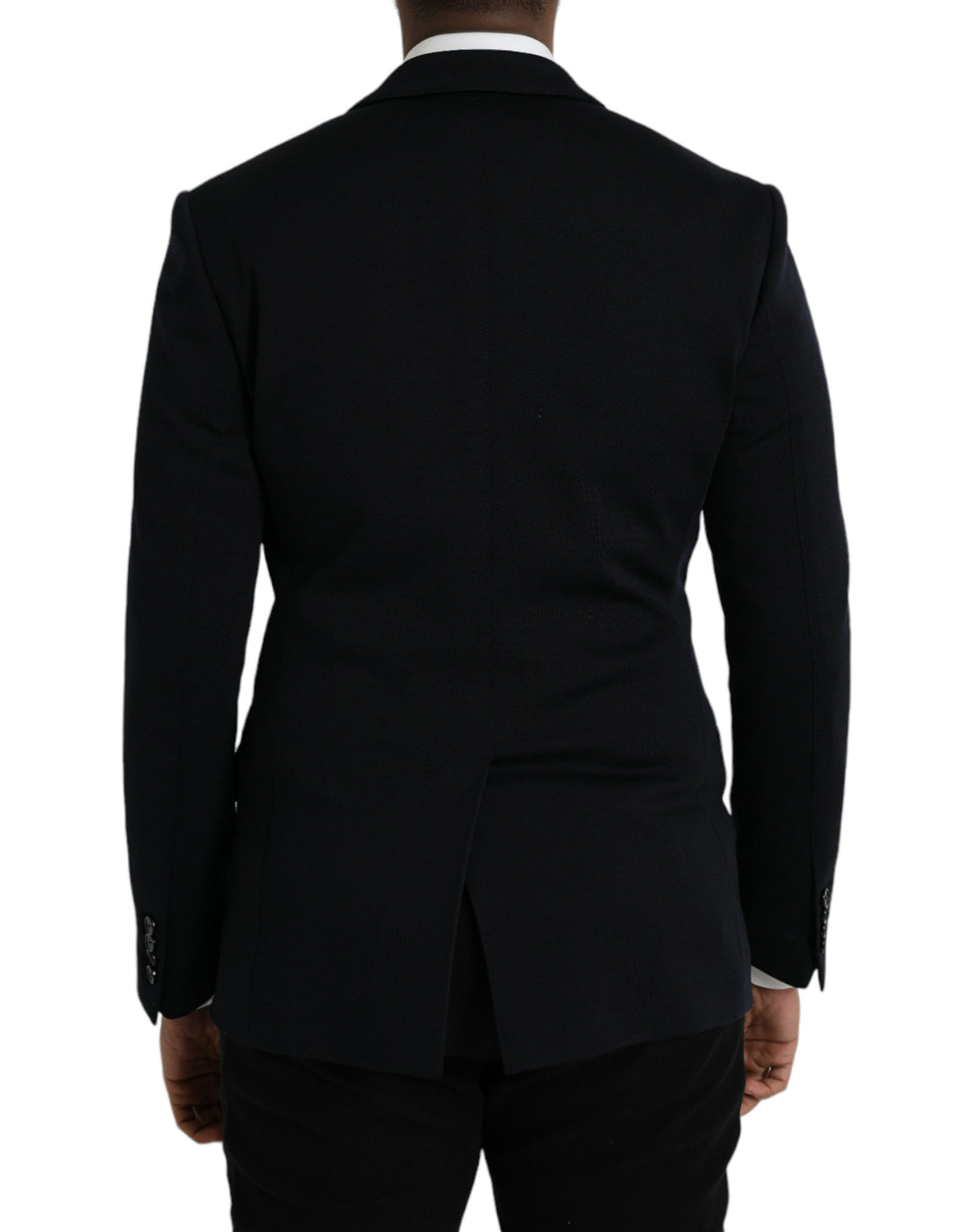 Dark Blue Wool Notch Single Breasted Coat Blazer