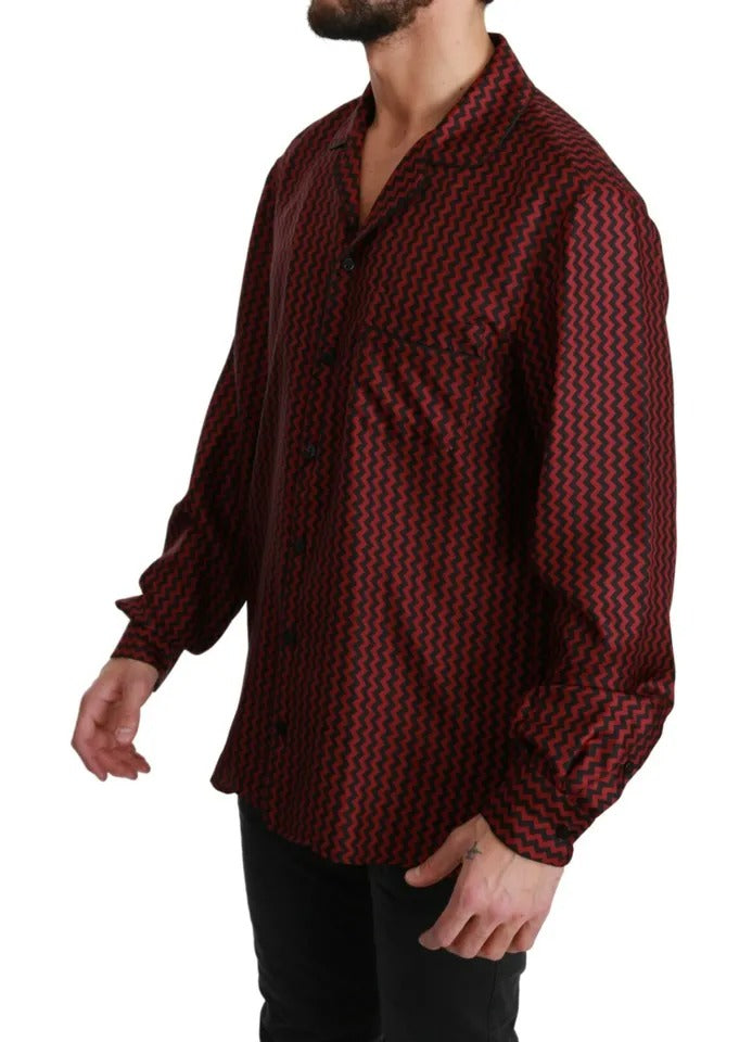 Black Red Zigzag Pattern Casual Shirt