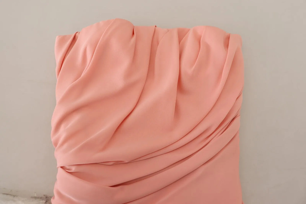 Pink Silk Stretch Strapless Sheath Midi Dress