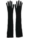 Black Cashmere Knitted Elbow Length Gloves