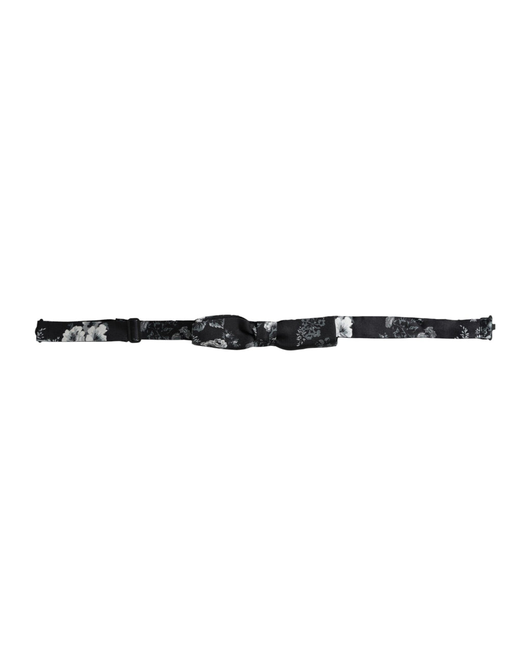 Dark Gray Floral Silk Adjustable Neck Men Bow Tie