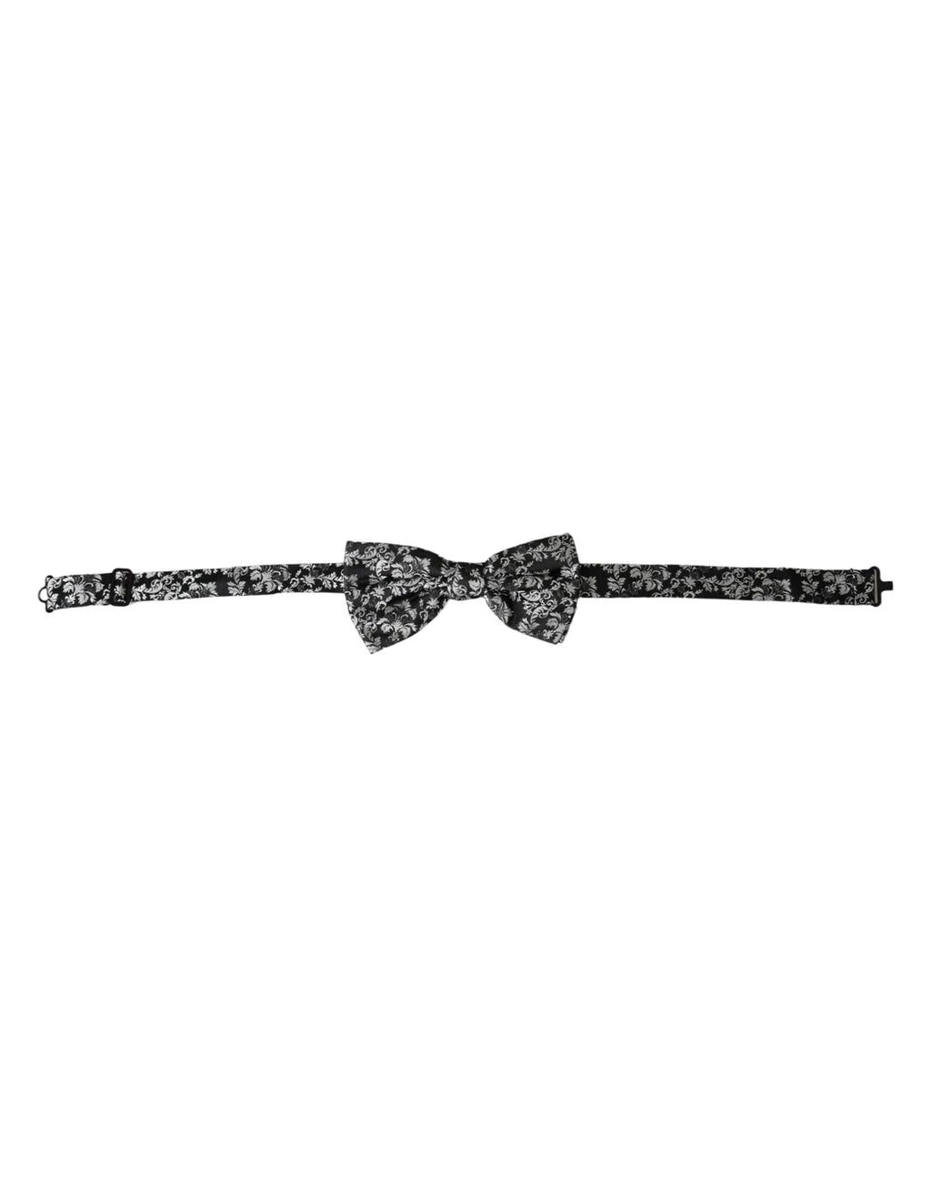 Dark Gray Floral Silk Adjustable Neck Men Bow Tie